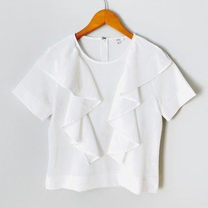 Lucca Ruffle Short Sleeve White Blouse